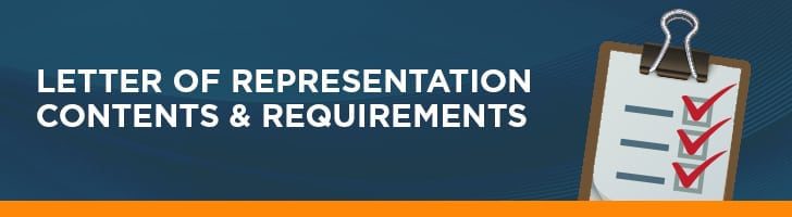 Letter of representation contents and requirements