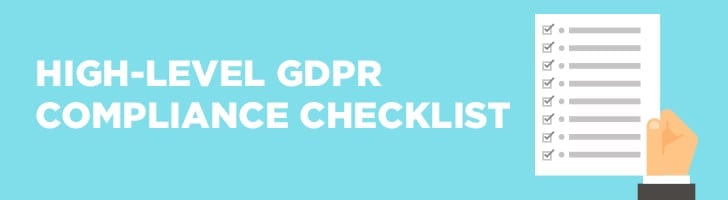 high-level GDPR compliance checklist